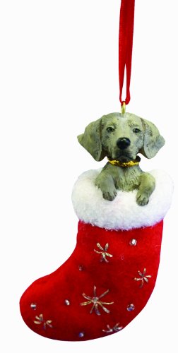 Weimaraner Christmas Stocking Ornament With "Santa's Little Pals" Hand Painted And Stitched Detail #TOP9