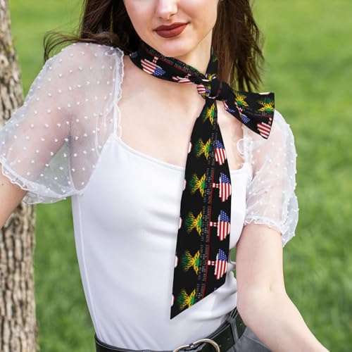 Gold Light Cracked American Flag Women's Long Scarf Silk Scarf Lightweight Fashion Silk Satin Head Scarves Wristband4