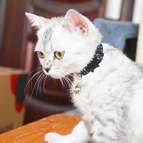 Image of Breakaway cat Collars with Bell, Set of 3, Durable & Safe Cute Kitten Collars Safety Adjustable Kitty Collar for Cat Puppy 7.5-11in (Green,Cyan,Black)