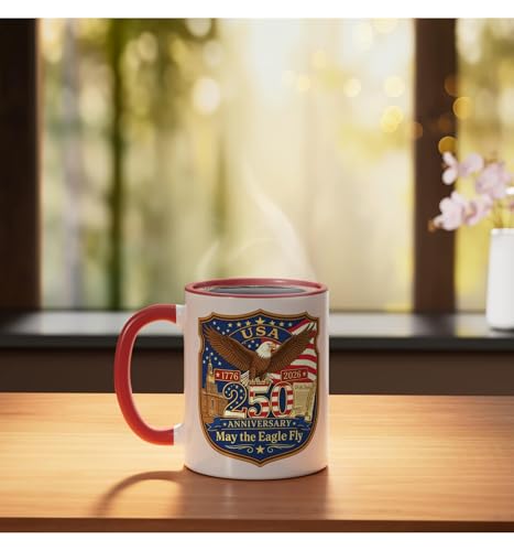 Taza de cerámica patriótica roja/blanca 11 onzas miniatura 3