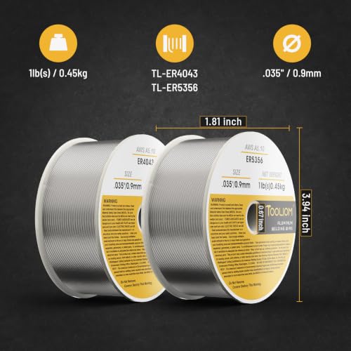 Image of TOOLIOM ER4043 & ER5356 .035 inch Aluminum MIG Welding Wire, 1LB-2PCS | .030 inch size combo, versatile aluminum kit