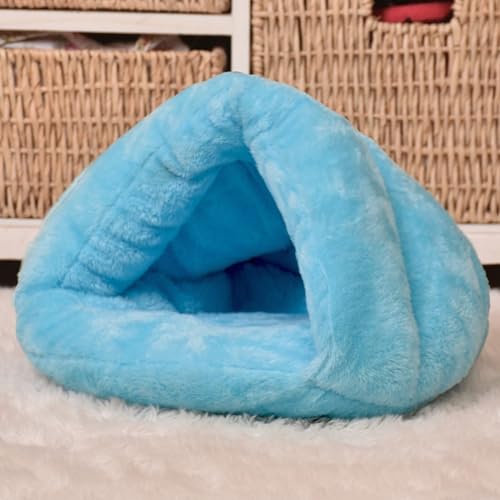猫 ベッド 猫 ハウス ドーム型 冬用 ペット寝袋 ボア ふわふわ かわいい 暖かい 洗える 保温防寒 滑り止め 室内用 ペットベッド ペットハウス 寒さ対策 犬 猫 ペット用品 ブルー S