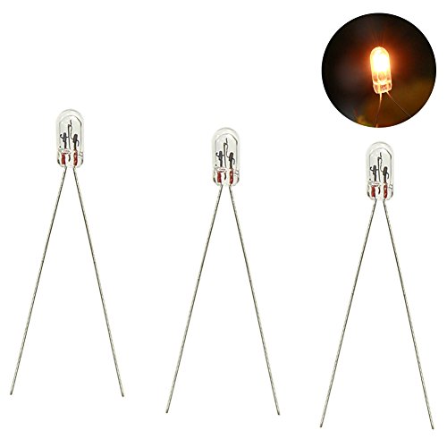 MP03W 100pcs Clear 2.5mm 12V 40mA Miniature Grain of Wheat Bulbs Warm White for Model Train Layout or Miniature Photography