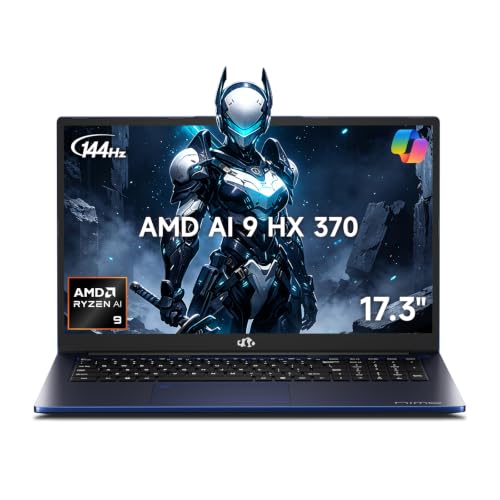 Image of NIMO 17.3 inch Copilot+ AI Laptop, AMD Ryzen AI 9 HX 370 (Up to 5.1GHz), 32GB DDR5 RAM 1TB SSD, Radeon 890M, 144Hz FHD Display, 100W Fast PD, USB 4.0, Fingerprint, Win 11 Gaming Laptop with 2Y Warranty