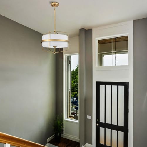 Image of DAYCENT Modern Gold Pendant Light 3-Light Drum Shade Chandelier