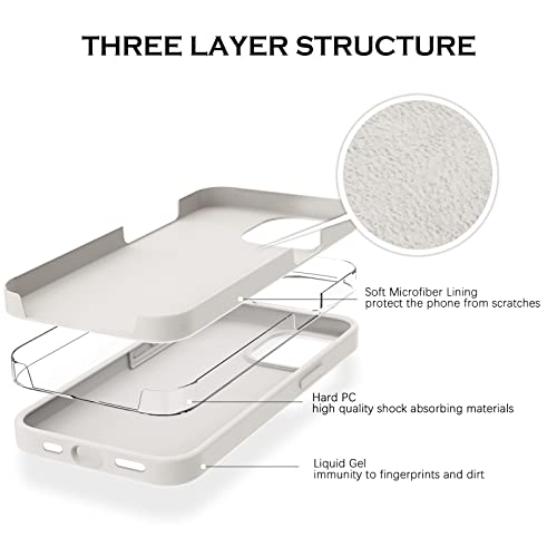 YINLAI iPhone 14 Hülle Silikon,Handyhülle , Slim Case Cover Liquid Silikon Gel Matte 3-Schicht Struktur Fallschutz rutschfeste Kratzfest HandyHülle für iPhone 14 6,1 Zoll,Beige Creme – Bild 5