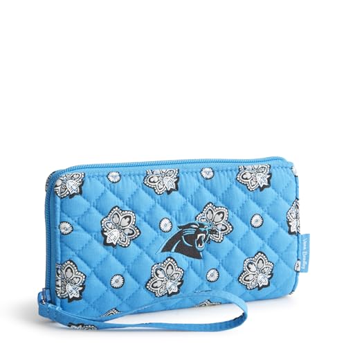 Vera Bradley Women's Cotton Nfl Front Zip Wristlet (Multiple Teams Available), Carolinapanthersonblue/Silverbandana, One Size