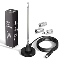 Bingfu DAB+ UKW Radioantenne Digitale Teleskopantenne für den Innenbereich mit Magnetfuß 3 m Verlängerungskabel für 75 Ohm DAB FM Radio Tuner Stereo Empfänger AV-HiFi-Empfänger