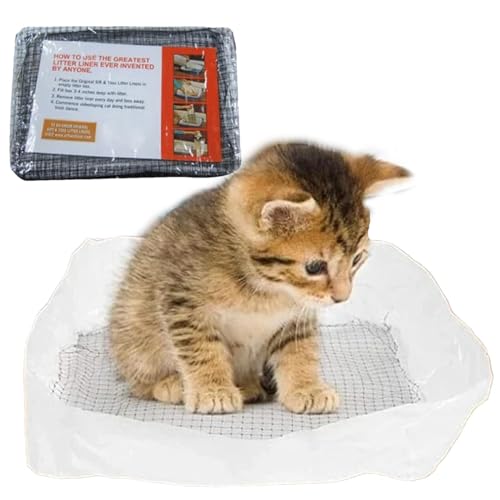 Zunetsutock Home - Bandeja de arena para gatitos – Revestimientos de sartén para gatos, almohadillas de tamizado resistentes para eliminar excrementos con cordón, bolsa grande para mascotas, para