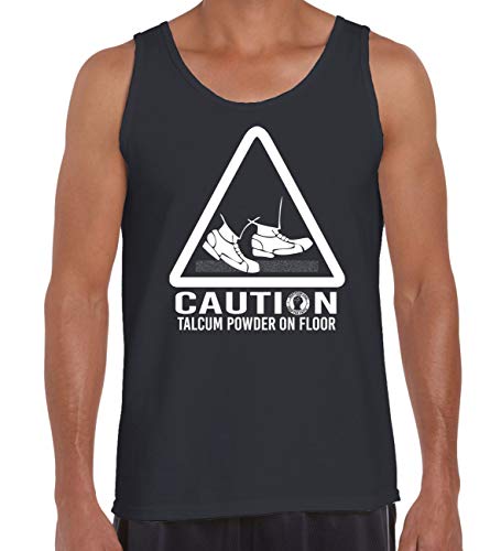 Caution Talcum Powder Northern Soul Men's Vest Tank Top (Small, Black)