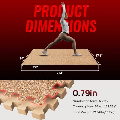 Image of SUPERJARE 0.79'' Extra-Thick 6 Pcs 24 Sq Ft Exercise Equipment Mats