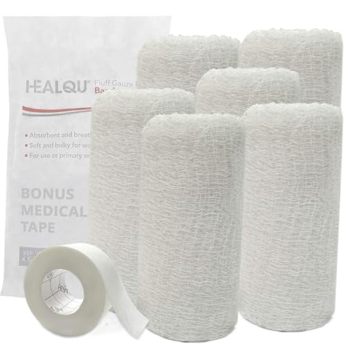 Kerlix Gauze Bandage Rolls - 4 1/2 in x 4.1 Yds 6 Ply - 6 Single Sterile Pocuhes- Extra Absorbency - Latex Free Hospital Grade Cotton Fluff Bandage Wrap Krinkle Style - for Wound Care & First Aid