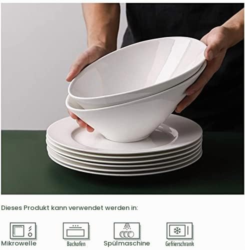 DOWAN Salatschüssel Keramik, 2 tlg., 770 ml Servierschalen, Premium Porzellan, Spülmaschinen-, mikrowellengeeignet… – Ansicht 3