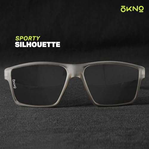 Image of Eyewearlabs OKNO Polarized Sports Sunglasses For Men & Women | Rectangular Wrap-Around Branded Stylish Shades| 100% UV Protection | Cricket Sports Cycling Driving Trekking & More | Norg