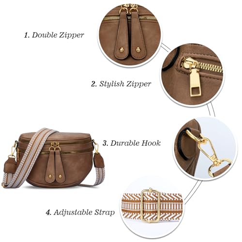 Image of KKXIU Crossbody Sling Bag for Women Trendy Fanny Pack Vegan Leather Chest Bag | Trendy