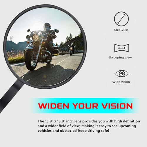 Image of SGTB Bike Handle Bar End Mirror Compatible with Classic 350 500 Standard Hunter Meteor Super 650 Shotgun GT Continental Interceptor Reborn Himalayan Scram Guerrilla Round Rear View Mirrors Set