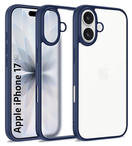 Image of Golden Sand Rugged Frosted Back Cover Case for iPhone 17 5G - Semi Transparent,Shockproof, Slim Profile, Matte Grip (Deep Blue, TPU+PC)