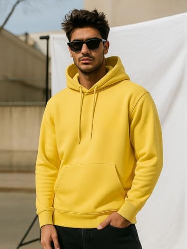 Image of Veirdo 280 GSM Cotton Fleece | Hooded Neck Full Sleeve | Regular Fit Sweatshirt | Solid Hoodie for Men | Sizes: S to 3XL