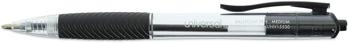 Universal UNV15533 1 mm Comfort Grip Retractable Ballpoint Pens - Medium, Black (48/Pack)