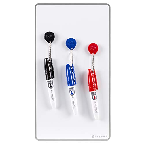 U Brands Magnetic Dry Erase Board White Board Value Pack, 6' x 11', Frameless, Includes 3 Magnetic Markers