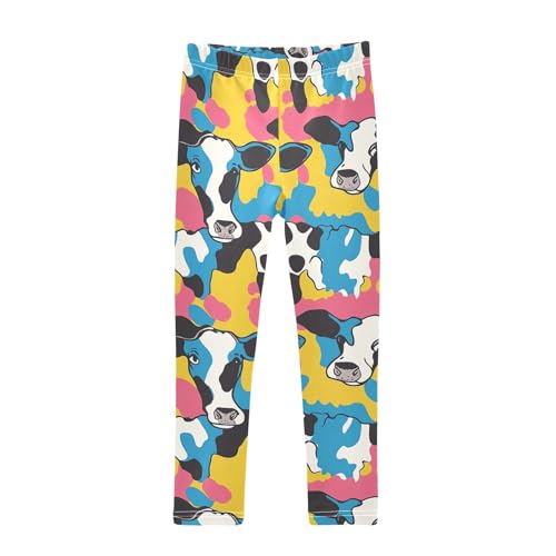 Colorful Skin and Cow Girls Casual Leggings for Kids Printed Long Pant Bottoms Stretch and Soft