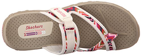 Skechers Women's Reggae Zig Swag Flip Flop,Natural,9 M US