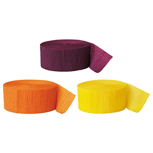 Andaz Press Crepe Paper Streamer Hanging Party Decorations Kit, 240-Feet, Burgundy Maroon, Orange, Yellow, 1-Pack, 3-Rolls, Fall Autumn Colored Wedding Baby Bridal Shower Birthday Supplies #TOP3