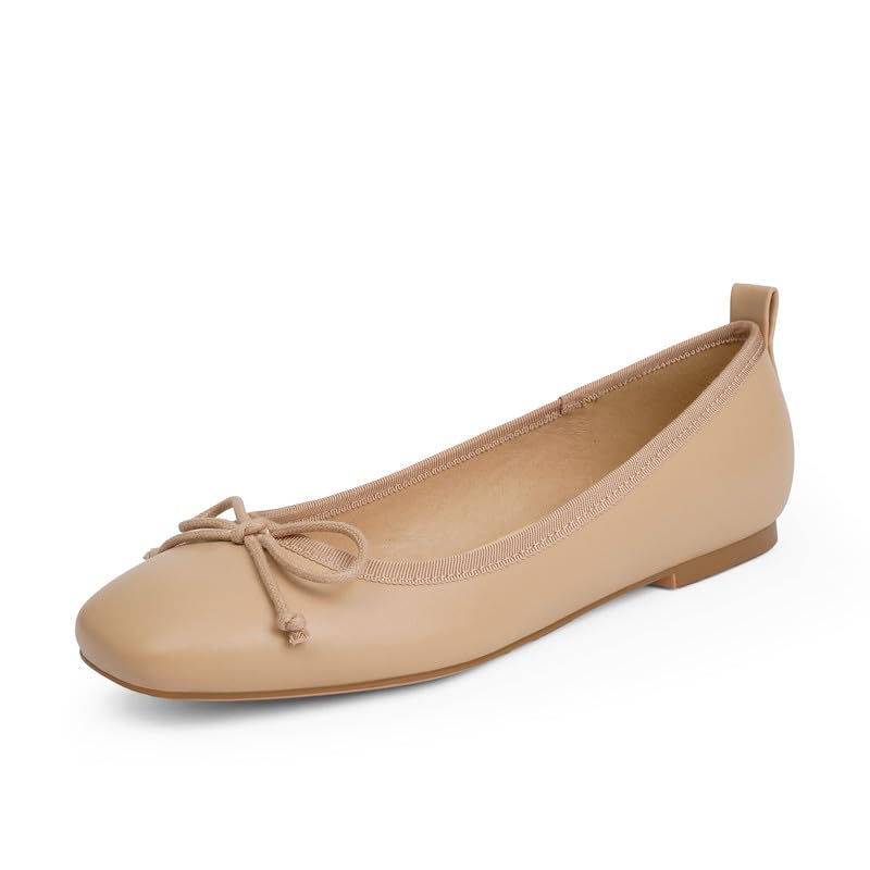 Image of Modatope Womens Flats Ballet Ballerina Flats for Women | Bow Bowknot Square Toe Slip on Flats, Dressy Comfort Ballet Shoes for Work, Driving, School, Travel & Daily Outings