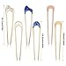 6Pcs U French Hair Pins Women Metal for Hair Bun U Shaped French Twist Pin Gold Blue Thick Thin Chignon Hairstyles Accessories Classical Sticks for Women Girls Holiday Gifts Wedding Updo Top Knots