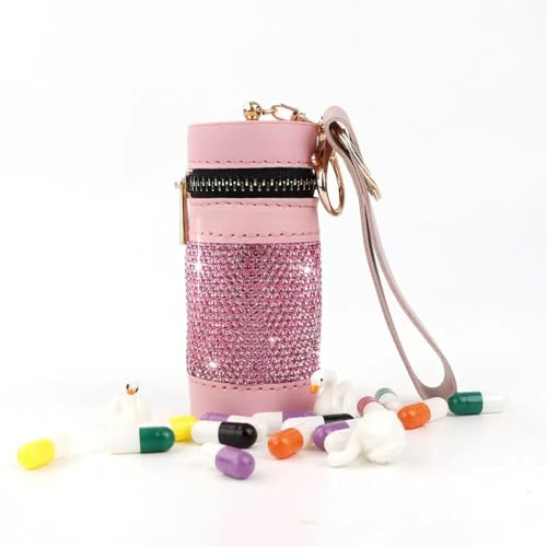 2Pcs Lipstick Case Keychain, Rhinestone Lipstick Organizer Leather Gloss Bag Lip Balm Case for Woman Gifts3