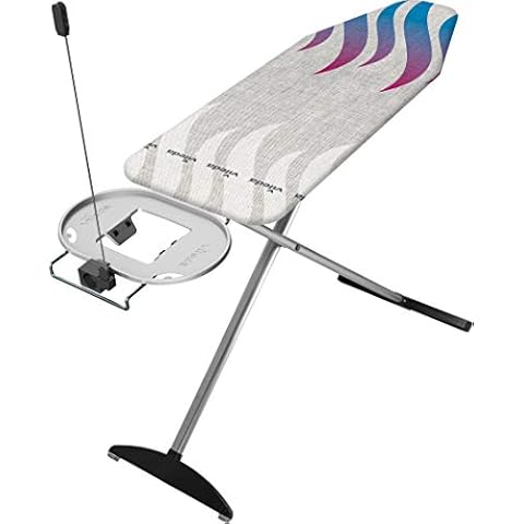 Vileda Total Reflect Plus Bügelbrett XXL, Bügeltisch für Dampfbügelstation, große Bügelfläche von 130 x 44 cm, höhenverstellbar von 74 bis 97 cm Cover