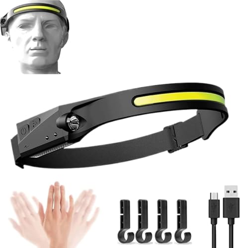 Luxelight - Torcia frontale a LED, torcia da testa Luxe Light, super luminosa, fascio largo 230°, con sensore di movimento, per corsa, campeggio, caccia [classe energetica A+++] (1 pezzo)