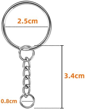 ZAWTR 50 Pcs Metal Keyring Key Chain, Silver Keyrings with Key Chains for Crafting, Spilt Key Rings & Keychains for Crafts DIY Keys Bags (25mm x 34mm)