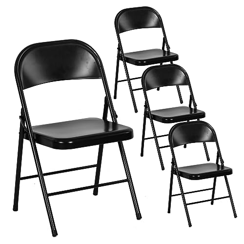 LuxNook 4 Stück Klappstuhl Starker Metallrahmen Campingstuhl Faltbarer Stuhl Bürostuhl Platzsparender Schreibtischstuhl für Gast, Besucher & Konferenz Temporärer Sitz, 150kg belastbar