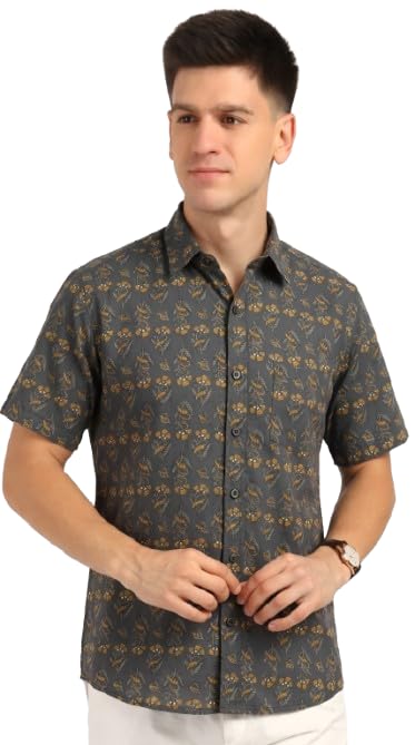 Image of BLOCKS OF INDIA Cotton Hand Block Print Half Sleeves Summer Shirt for Men