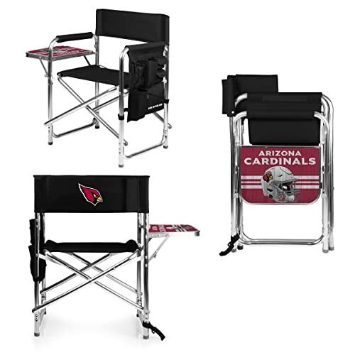 PICNIC TIME NFL Arizona Cardinals Sports Chair with Side Table, Beach Chair, Camp Chair for Adults, (Black)