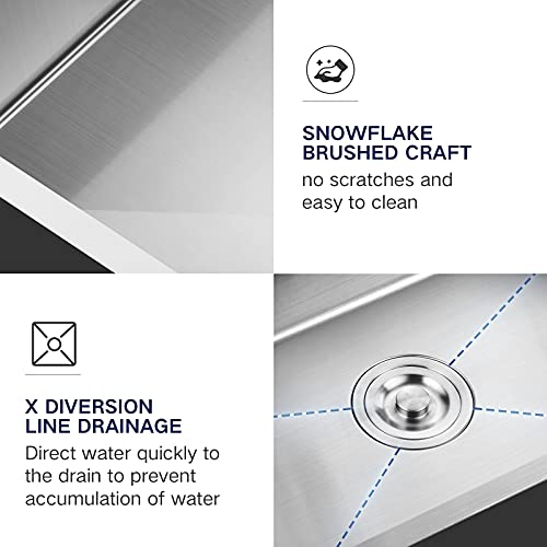 Gaomasck Kitchen Sink, 22 X 16.5 Inch Undermount Kitchen Sink Single Bowl 16 Gauge Stainless Steel Sink, High-End Handmade For Kitchen Sink, Bar Sink Or Outdoor Sink #TOP4