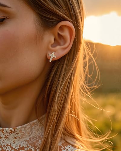 Gold Cross Earrings for Women Girls Communion Confirmation Baptism Gifts2