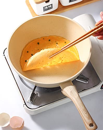 SDFGH Freing Pot de tortilla engrosada Wok Wok Home Non Stick Cocina Cocina Desayuno Maker Coinducción de inducción de gas (Color : Beige, Size : 20cm)