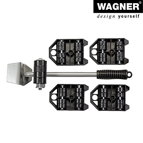 WAGNER Transportroller Transporthilfen Set 5 Teile 800 kg Tragkraft I Möbelheber I Lifter + 4 Roller I zum leichten Anheben und Verschieben von Möbel bei Transport & Umzug I Rollwagen kippsicher