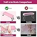 Arm Rest for Nails Tech, Easy Clean Nail Arm Rest, Reduce Back Pain for Nails Tech, Sturdy Support Armrest for Nails Fits UV LED Nail Lamp Underneath, Salon & Home Use (Pink)