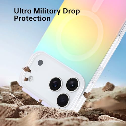 Image of AIGOMARA Magnetic for iPhone 17 Pro Case [Compatible with Magsafe] [Fluorescent Holographic Iridescent] Slim Shockproof Matte Protective iPhone 17 Pro Cover for Women Girls 6.3 Inch