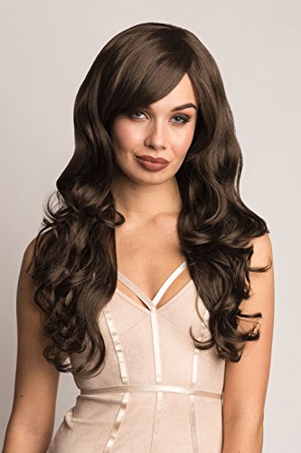 Perruque longue Marron ondulée de haute qualité avec cheveux volumineux