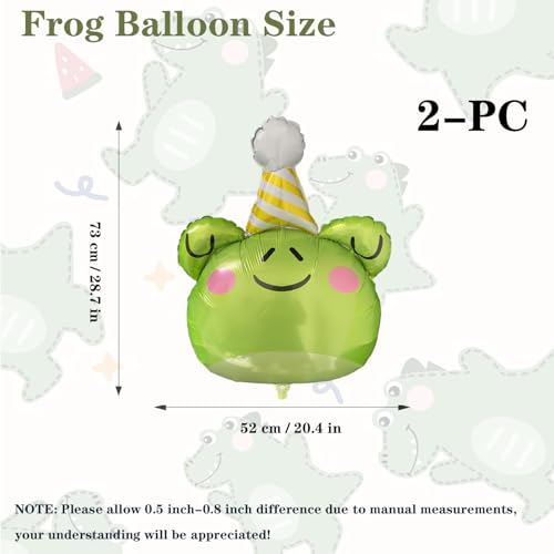Image of Large Green Frog Balloons Frog Foil Birthday Balloons 2pcs | Animal Theme Party Supplies Baby Shower Birthday Party Decorations