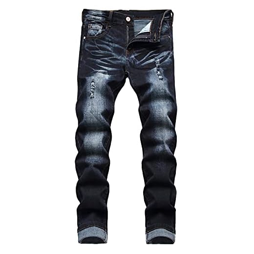 JUNBAOSS Men's Slim Fit Stretch Jeans Ripped Skinny Jeans for Men, Distressed Straight Leg Fashion Comfort Flex Waist Pants