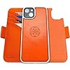 dreem Fibonacci Compatible con iPhone 15 Plus Funda Cartera/Funda 2 en 1 a Prueba de Golpes y Folio Desmontable de Cuero Vegano, Compatible con MagSafe, protección RFID [Naranja]