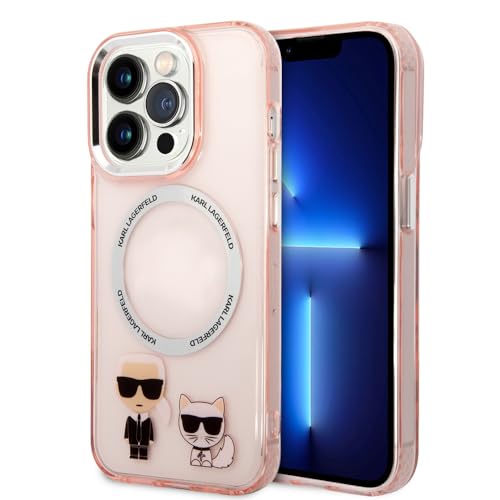 Karl Lagerfeld KLHMP14LHKCP Coque Rigide en Aluminium pour iPhone 14 Pro 6,1" Ro