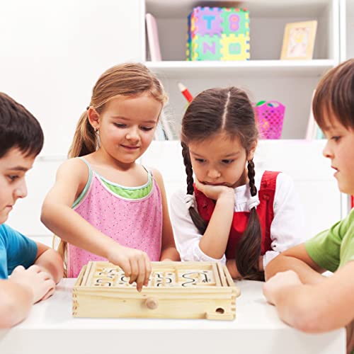 Relaxdays Holz Labyrinth Spiel, mit 2 Kugeln, Geschicklichkeitsspiel, Balancespiel, ab 3 Jahren, Brettspiel XL, Natur – Bild 6