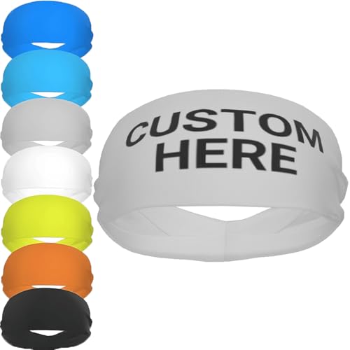 Image of Custom Sports Headband Custom Sweatband Bandana Add Your Image Logo Text Number. Bulk Custom Men Or Women Moisture Wicking Ventilate Elastic ﻿Headband