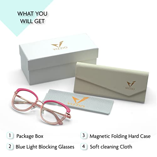 Image of Vizzio Blue Light Blocking Glasses Fashion Lightweight TR90 Computer Gaming Glasses For Women Anti Eye Strain Cat Eye Eyewear